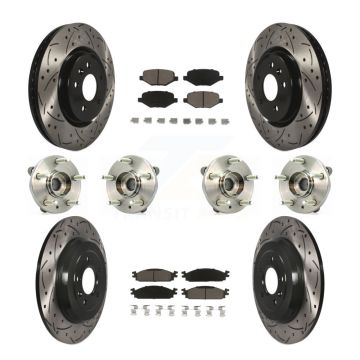 Front Rear Hub Bearing Coated Disc Brake Rotor & Pad Kit (10Pc) For 2009-2010 Lincoln MKS KBB-119866