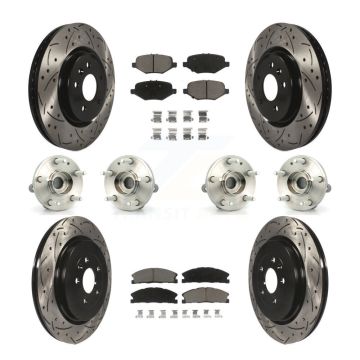 Front Rear Hub Bearing Coated Brake Rotor And Pad Kit (10Pc) For 2013 Ford Explorer Sport KBB-119868
