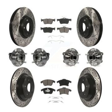 Front Rear Hub Bearing Coated Disc Brake Rotor Pad Kit (10Pc) For Ford Fusion Lincoln MKZ KBB-119871