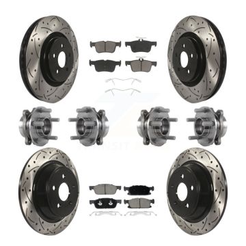 Front Rear Hub Bearing Coated Disc Brake Rotor Pad Kit (10Pc) For Lincoln Continental AWD KBB-119872