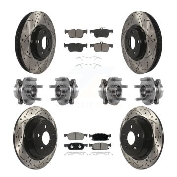 Front Rear Hub Bearing Coated Disc Brake Rotor Pad Kit (10Pc) For Lincoln Continental AWD KBB-119874