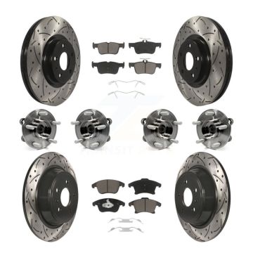 Front Rear Hub Bearing Coated Disc Brake Rotor And Ceramic Pad Kit (10Pc) For Lincoln MKZ KBB-119875