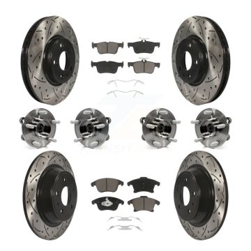 Front Rear Hub Bearing Coated Disc Brake Rotor And Ceramic Pad Kit (10Pc) For Ford Fusion KBB-119878