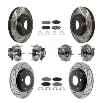 Front Rear Hub Bearings Coated Disc Brake Rotors And Pads Kit (10Pc) For Mazda 3 Sport KBB-119879