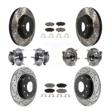 Front Rear Hub Bearings Coated Disc Brake Rotors And Pads Kit (10Pc) For Mazda 3 Sport KBB-119880