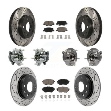 Front Rear Hub Bearings Coated Disc Brake Rotors And Pads Kit (10Pc) For Mazda 3 Sport KBB-119881