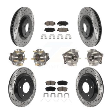 Front Rear Hub Bearing Coat Brake Rotor Pad Kit (10Pc) For 2016 Hyundai Sonata GAS engine KBB-119889