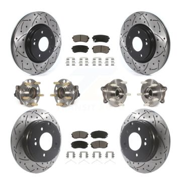 Front Rear Hub Bearing Coat Brake Rotor Pad Kit (10Pc) For 2016 Hyundai Sonata GAS engine KBB-119890