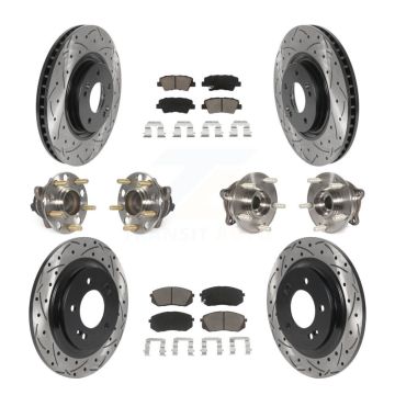 Front Rear Hub Bearing Coat Brake Rotor Pad Kit (10Pc) For 2015 Hyundai Sonata GAS engine KBB-119891