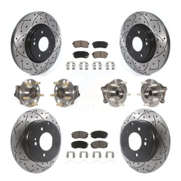 Front Rear Hub Bearing Coated Disc Brake Rotor And Ceramic Pads Kit (10Pc) For Kia Optima KBB-119894