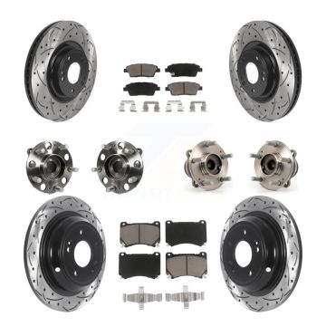 Front Rear Hub Bearings Coated Disc Brake Rotors And Pads Kit (10Pc) For Hyundai Genesis KBB-119896