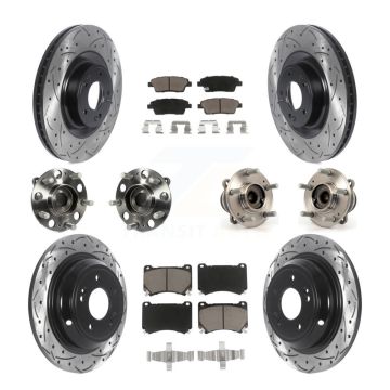 Front Rear Hub Bearing Coat Brake Rotor Pad Kit (10Pc) For 2012-2014 Hyundai Genesis 5.0L KBB-119897