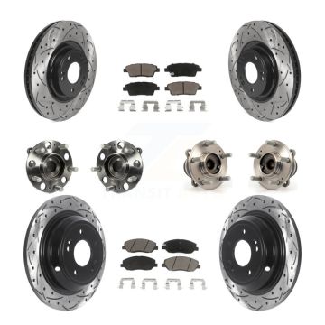 Front Rear Hub Bearing Coated Brake Rotor & Pads Kit (10Pc) For 2012 Hyundai Genesis 3.8L KBB-119900
