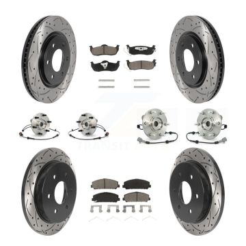 Front Rear Hub Bearing Coated Brake Rotor Pads Kit (10Pc) For Nissan Armada INFINITI QX56 KBB-119901