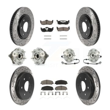 Front Rear Hub Bearings Coated Disc Brake Rotors And Pads Kit (10Pc) For Nissan Armada KBB-119904