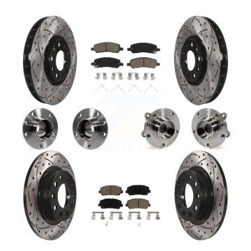Front Rear Hub Bearing Coated Disc Brake Rotor & Pads Kit (10Pc) For 2013-2016 Dodge Dart KBB-119907
