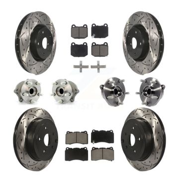 Front Rear Hub Bearing Coated Disc Brake Rotor Pads Kit (10Pc) For Subaru Impreza WRX STI KBB-119908