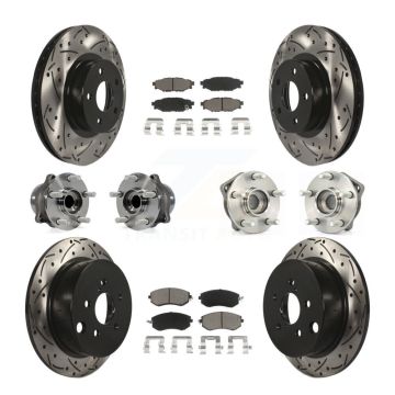 Front Rear Hub Bearings Coated Disc Brake Rotors And Pads Kit (10Pc) For Subaru Impreza KBB-119909