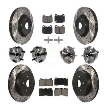 Front Rear Hub Bearing Coated Disc Brake Rotor Pads Kit (10Pc) For Subaru Impreza WRX STI KBB-119913