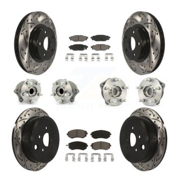 Front Rear Hub Bearings Coated Disc Brake Rotors And Pads Kit (10Pc) For Subaru Impreza KBB-119920