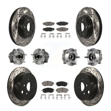 Front Rear Hub Bearings Coated Disc Brake Rotors And Pads Kit (10Pc) For Subaru Impreza KBB-119923