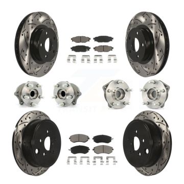 Front Rear Hub Bearings Coated Disc Brake Rotors And Pads Kit (10Pc) For Subaru Impreza KBB-119924