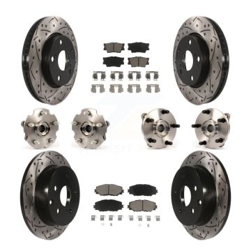 Front Rear Hub Bearing Coated Disc Brake Rotor And Ceramic Pad Kit (10Pc) For Toyota RAV4 KBB-119926