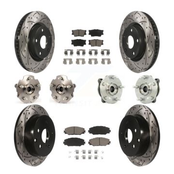 Front Rear Hub Bearing Coated Disc Brake Rotor And Ceramic Pad Kit (10Pc) For Toyota RAV4 KBB-119927