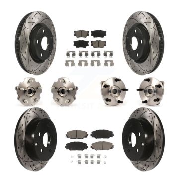 Front Rear Hub Bearing Coated Disc Brake Rotor And Ceramic Pad Kit (10Pc) For Toyota RAV4 KBB-119928