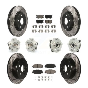 Front Rear Hub Bearing Coated Disc Brake Rotor And Ceramic Pad Kit (10Pc) For Toyota RAV4 KBB-119929