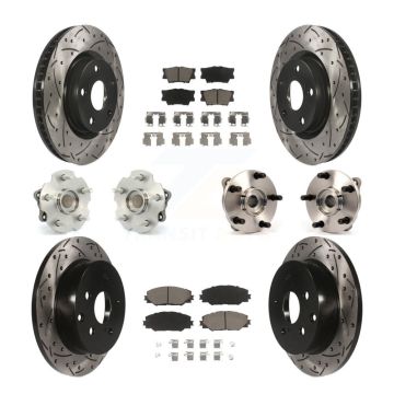 Front Rear Hub Bearing Coated Disc Brake Rotor And Ceramic Pad Kit (10Pc) For Toyota RAV4 KBB-119930