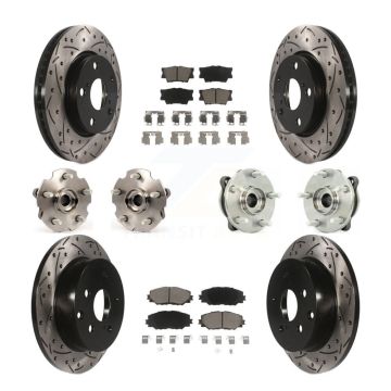Front Rear Hub Bearing Coat Brake Rotor Pads Kit (10Pc) For 13-18 Toyota RAV4 LE with AWD KBB-119931