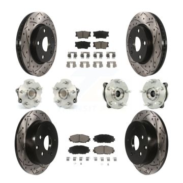 Front Rear Hub Bearing Coat Brake Rotor Pads Kit (10Pc) For 13-18 Toyota RAV4 LE with FWD KBB-119932