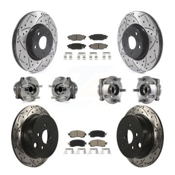 Front Rear Hub Bearings Coated Disc Brake Rotors And Pads Kit (10Pc) For Subaru Impreza KBB-119933