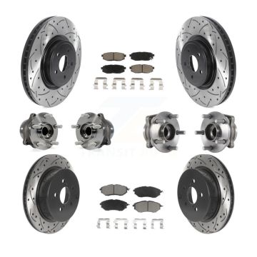 Front Rear Hub Bearing Coated Disc Brake Rotor & Pads Kit (10Pc) For Subaru Forester 2.0L KBB-119936