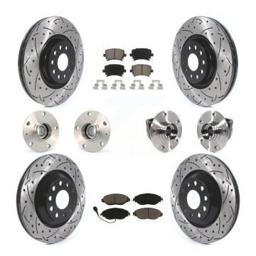 Front Rear Hub Bearings Coated Disc Brake Rotors And Pads Kit (10Pc) For Volkswagen GTI KBB-119953
