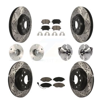 Front Rear Hub Bearings Coated Disc Brake Rotors And Pads Kit (10Pc) For Volkswagen GTI KBB-119956