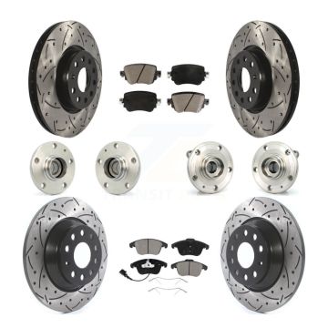 Front Rear Hub Bearing Coated Disc Brake Rotors And Pads Kit (10Pc) For 2016-2018 Audi Q3 KBB-119957