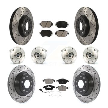 Front Rear Hub Bearings Coated Disc Brake Rotors And Pads Kit (10Pc) For Audi Q3 Quattro KBB-119959