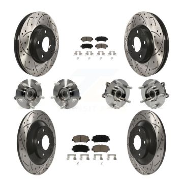 Front Rear Hub Bearing Coated Brake Rotor And Pad Kit (10Pc) For 2013-2015 Mazda CX-5 AWD KBB-119961