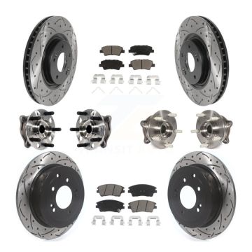 Front Rear Hub Bearings Coated Disc Brake Rotors And Pads Kit (10Pc) For Kia Sportage KBB-119966