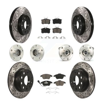 Front Rear Hub Bearing Coated Disc Brake Rotor Pad Kit (10Pc) For Volkswagen Jetta Beetle KBB-119968