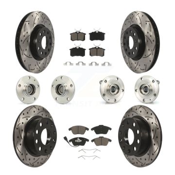 Front Rear Hub Bearing Coated Disc Brake Rotor Pad Kit (10Pc) For Volkswagen Jetta Beetle KBB-119969