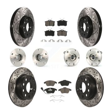Front Rear Hub Bearing Coated Disc Brake Rotors And Pads Kit (10Pc) For Volkswagen Beetle KBB-119973