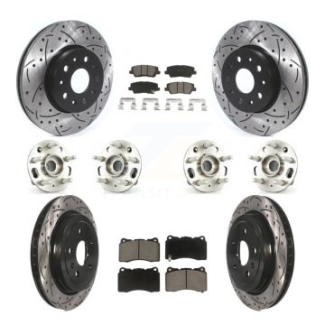 Front Rear Hub Bearings Coated Disc Brake Rotors And Pads Kit (10Pc) For Cadillac CTS KBB-119974
