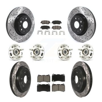 Front Rear Hub Bearings Coated Disc Brake Rotors And Pads Kit (10Pc) For Cadillac CTS KBB-119975