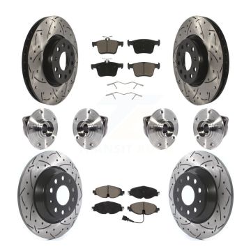 Front Rear Hub Bearings Coated Disc Brake Rotors And Pads Kit (10Pc) For Audi TT Quattro KBB-119985
