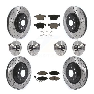 Front Rear Hub Bearing Coated Brake Rotor & Pads Kit (10Pc) For Audi Q3 Volkswagen Arteon KBB-119986