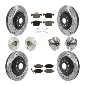 Front Rear Hub Bearing Coated Brake Rotor Pads Kit (10Pc) For 19-20 Volkswagen Arteon FWD KBB-119987