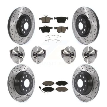 Front Rear Hub Bearing Coated Brake Rotor Pads Kit (10Pc) For 18-22 Volkswagen Tiguan AWD KBB-119988
